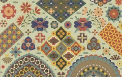 Japanese Ornament Print – Antique Lithograph of Geometric & Floral Patterns 1869