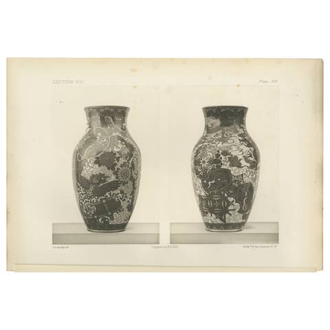 Japanese Ornamental Vase with Intricate Designs - A Heliograph by Audsley, 1884