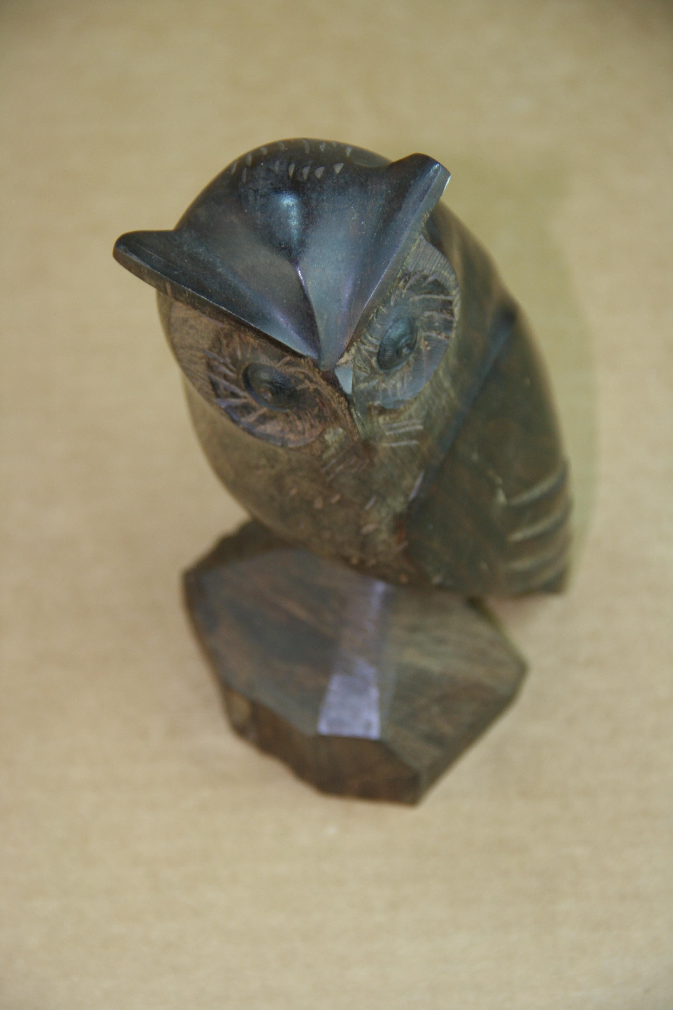 Japanese  Owl Hand Carved Rosewood Sculpture For Sale 5
