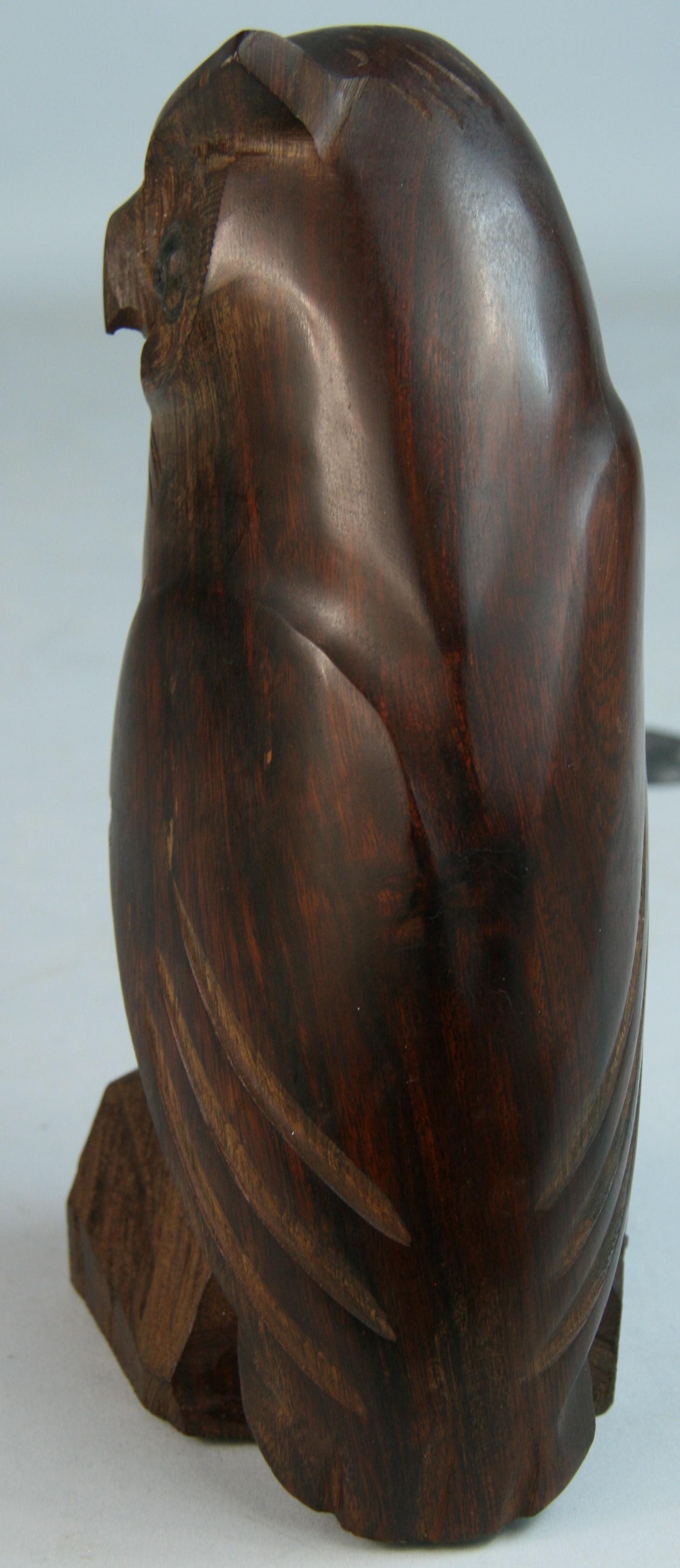 Hardwood Japanese  Owl Hand Carved Rosewood Sculpture For Sale