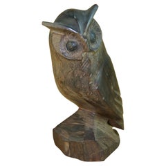 Black Forest  Owl Hand Carved Rosewood Sculpture