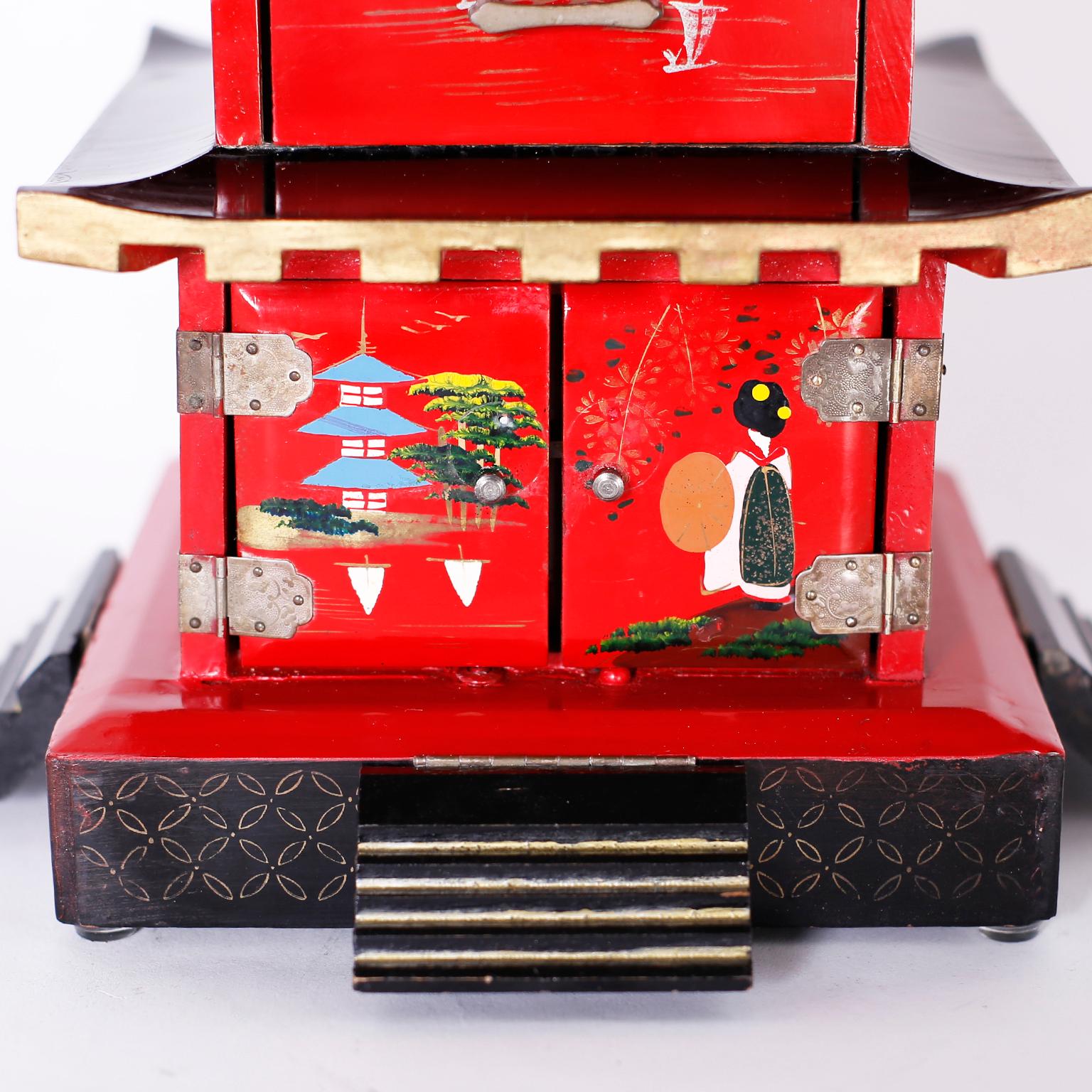 Mid-Century Modern Japanese Pagoda Jewelry or Keepsake Box