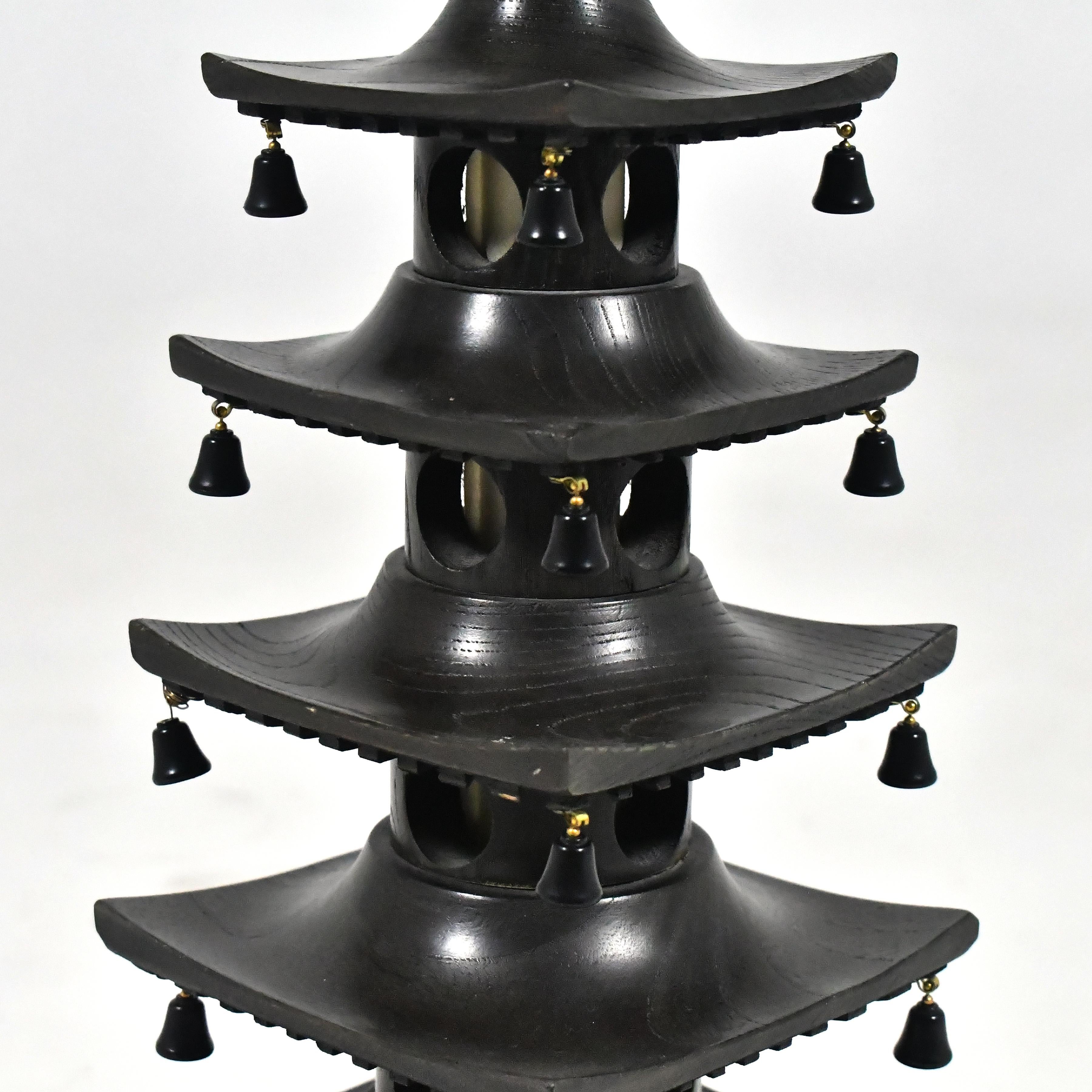 Wood Japanese Pagoda Lamp For Sale