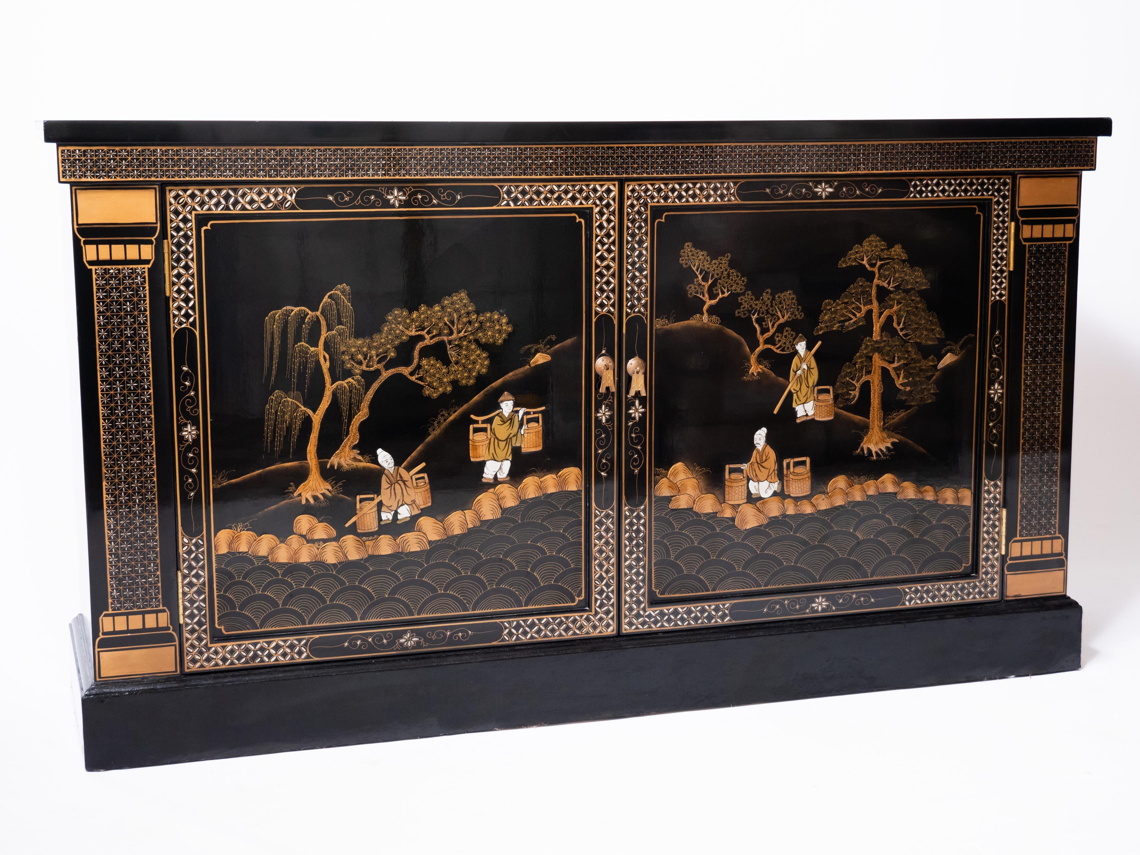 Japanese painted commode shallow 7