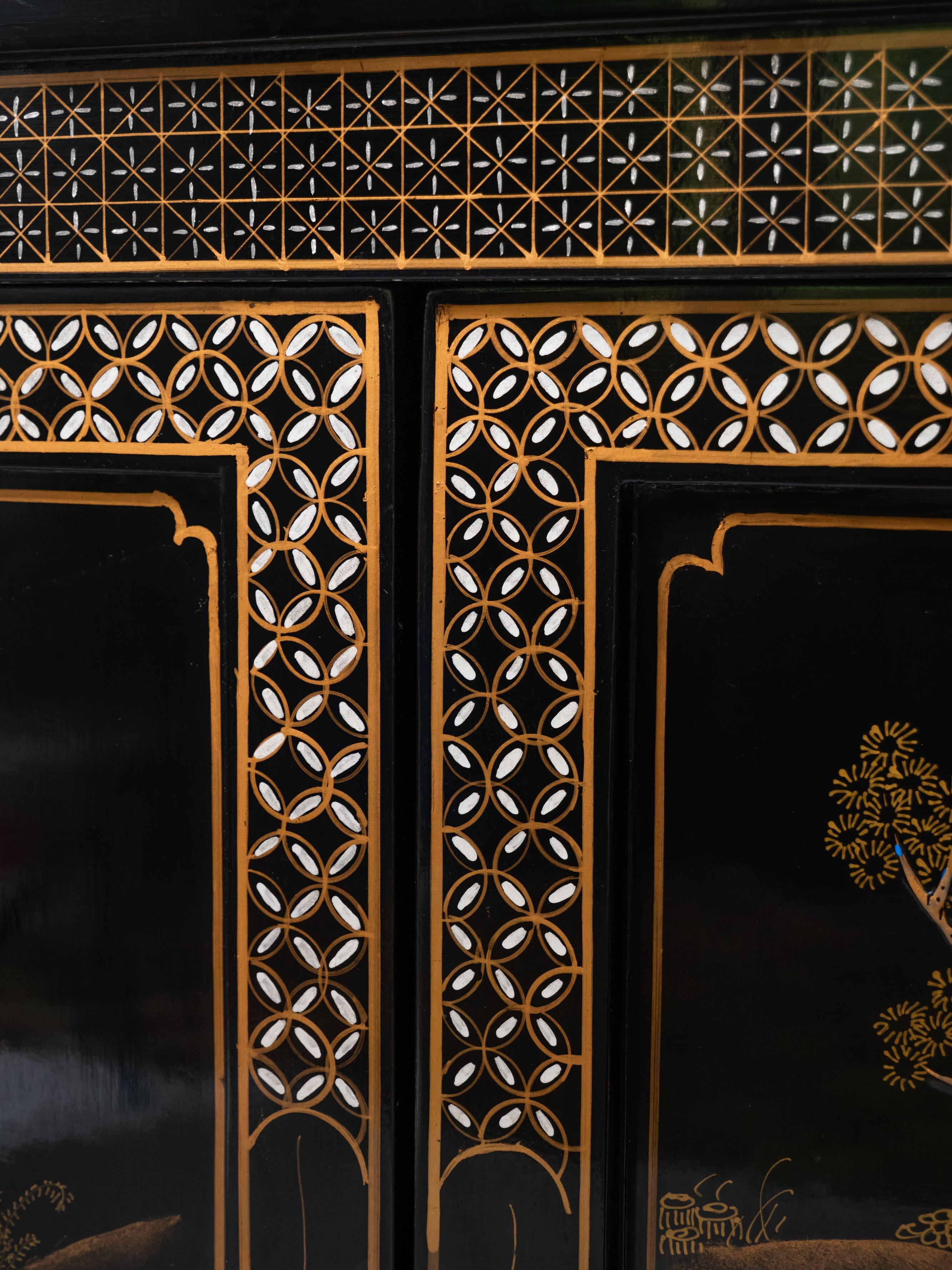 Japanese painted commode shallow 1