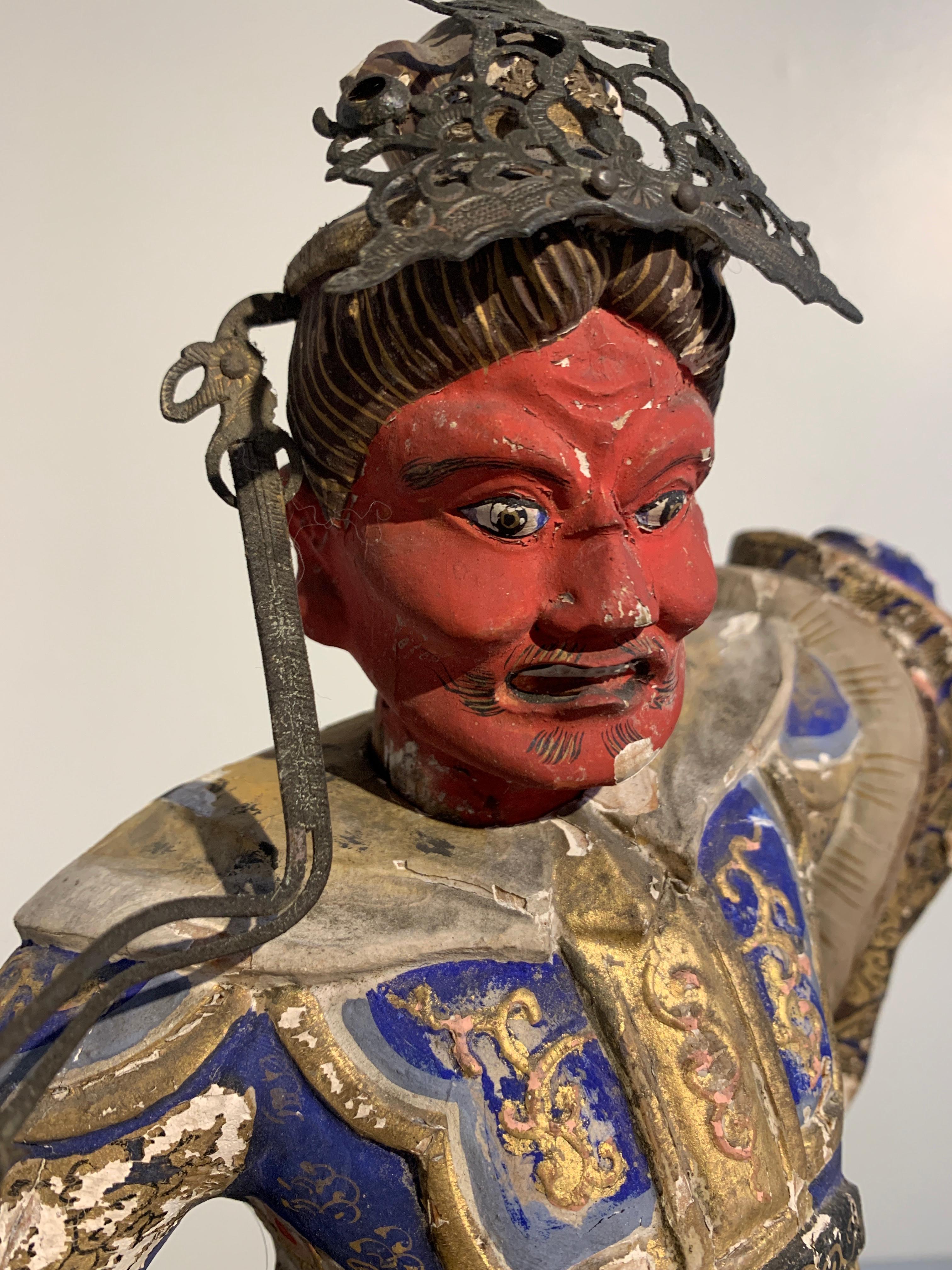 Japanese Painted Wood Figure of a Guardian King, Edo Period, 18th Century 3