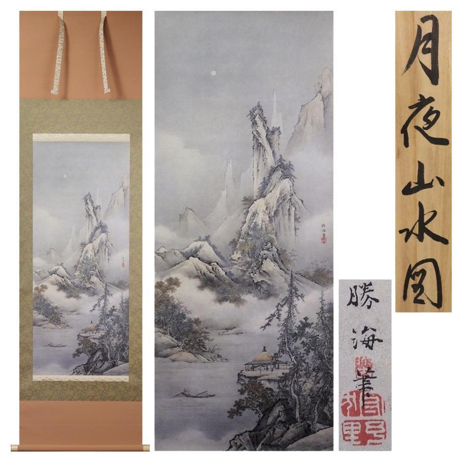 Japanese Painting Meiji Period Scroll by Kano Hogai Landscape a Luxury Craft  For Sale