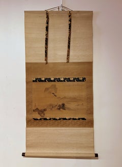 Japanese Painting of Mountain and village, Hanging Scroll