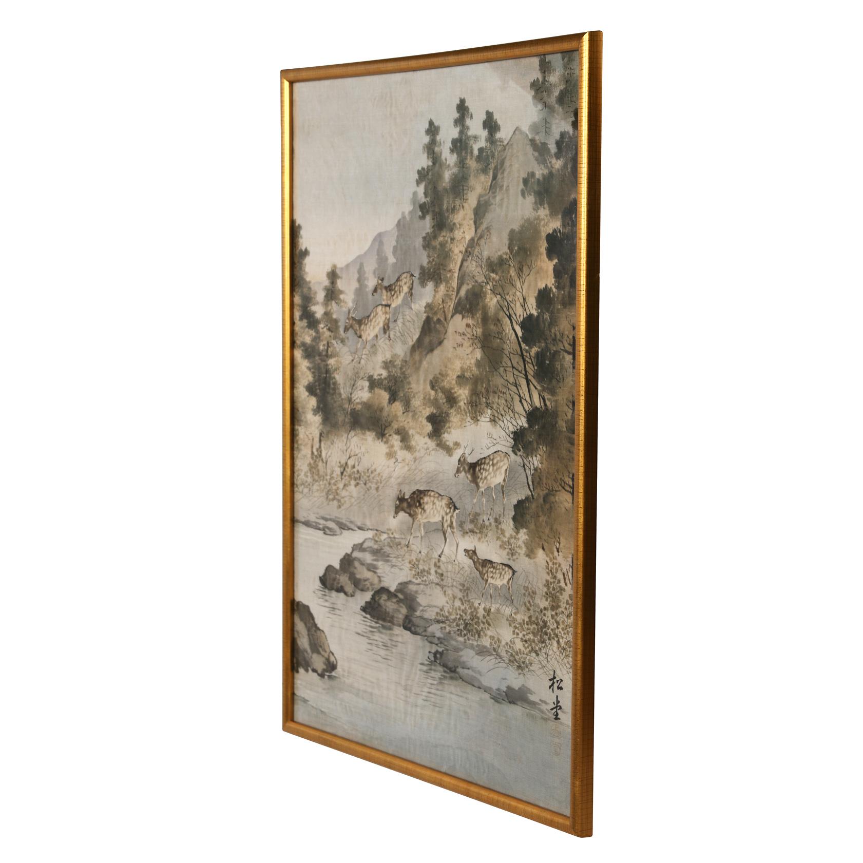 20th Century Japanese Painting on Fabric For Sale