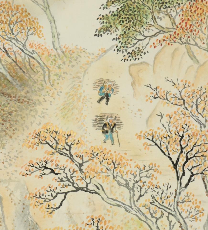 Japanische Malerei aus der Taisho-Periode mit Schnörkeln aus dem Herbstberg Nihonga Kawauchi Shujin im Angebot 6