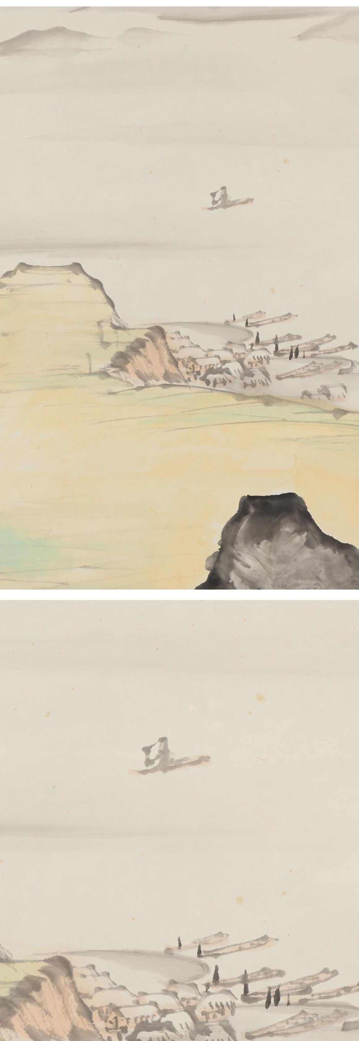 Paysage de l'île Kyuho Noda Nihonga en peinture japonaise de la période Taisho en vente 5
