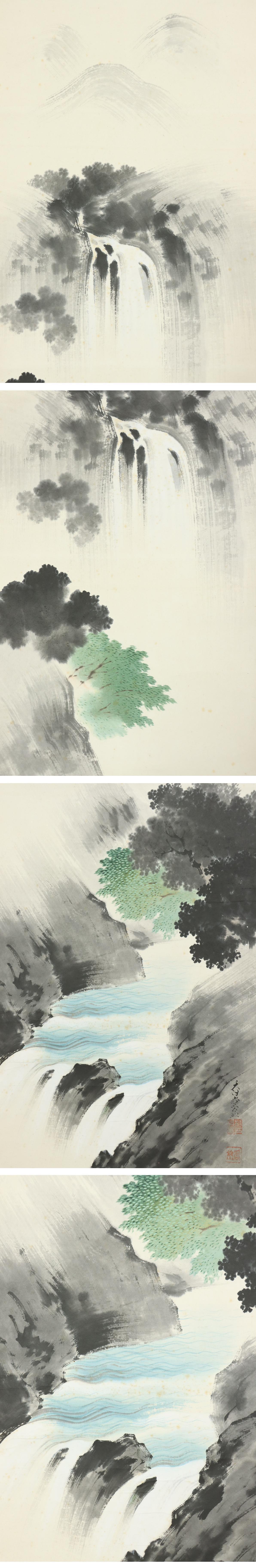 Japanese PAinting Taisho Scroll Kodo Umemura Nihonga Waterfall For Sale 5