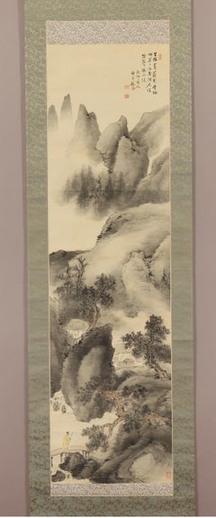 Pintura japonesa Taisho / Periodo Showa Pergamino de Shuson Kono Paisaje Nanga