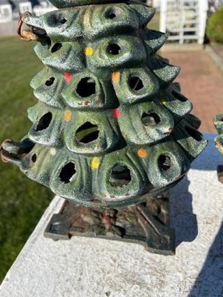 Hand-Crafted Japanese Pair Antique Christmas Evergreen Tree Lanterns