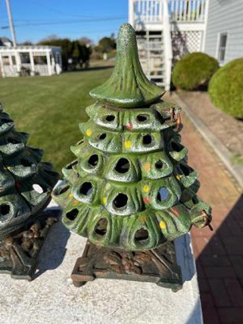Japanese Pair Antique Christmas Evergreen Tree Lanterns 1