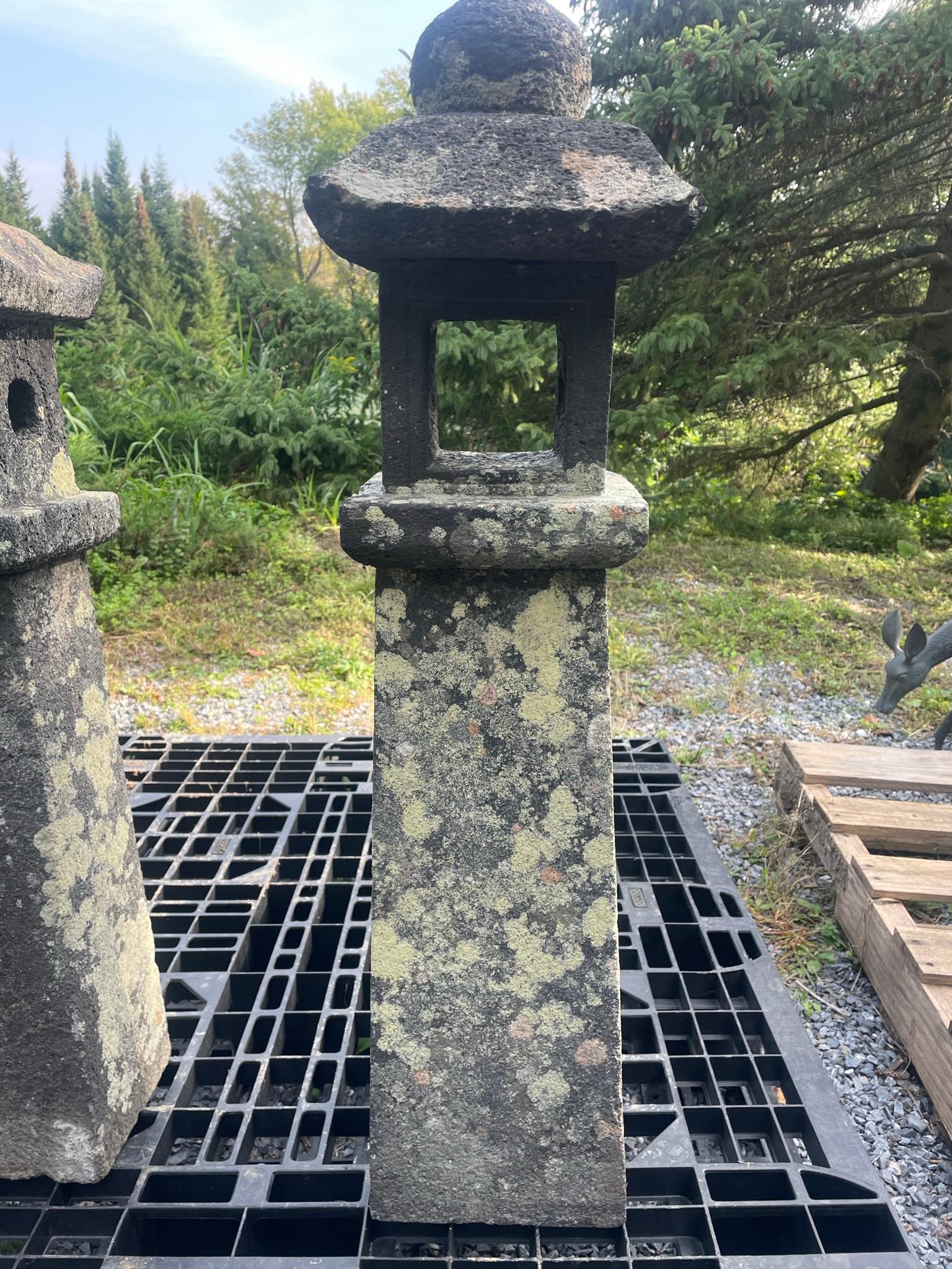 Japanese Pair Antique Stone Lanterns 1