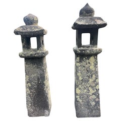Japanese Pair Antique Stone Lanterns