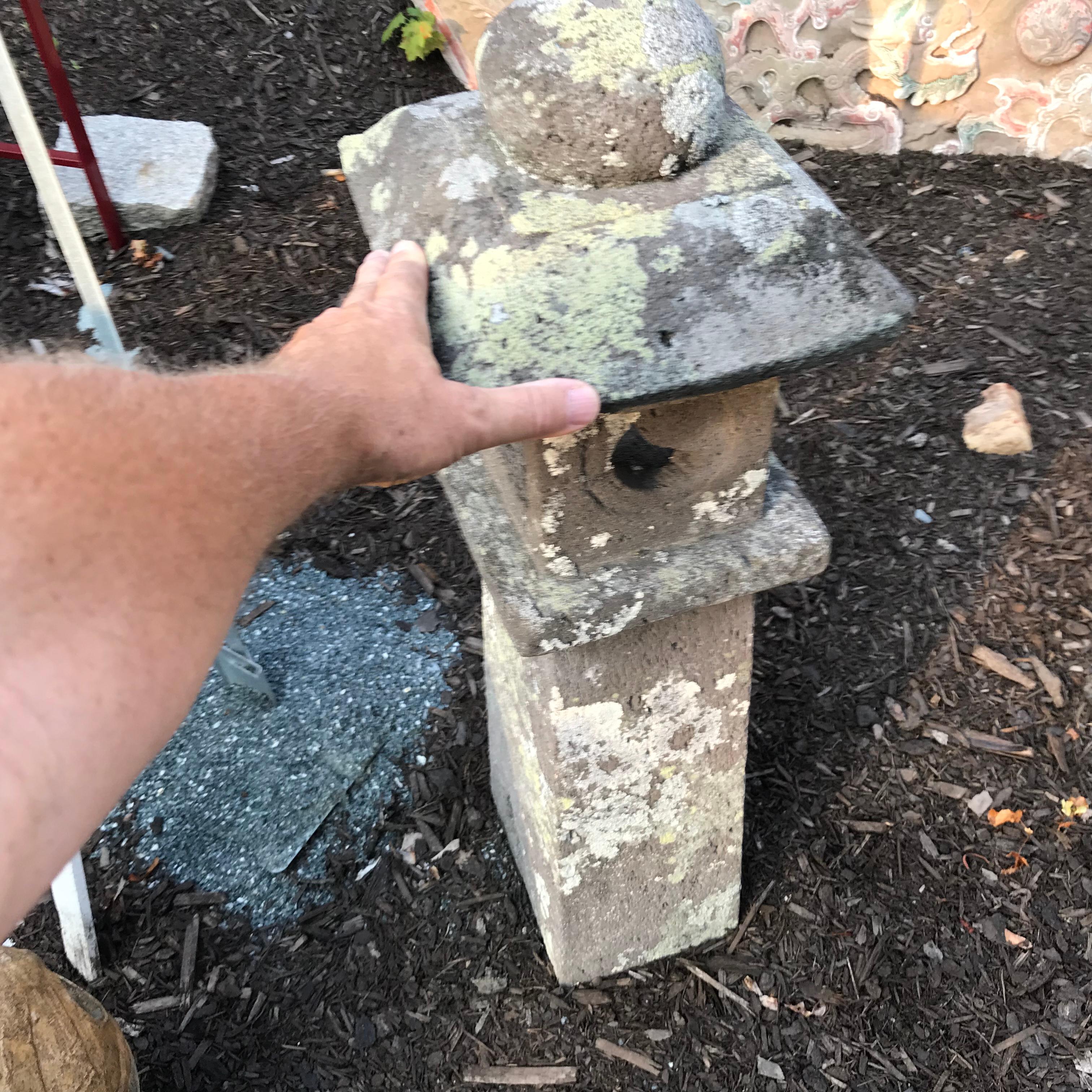 Japanese Pair Antique Stone 'Pathway Lanterns', 19th Century In Good Condition In South Burlington, VT