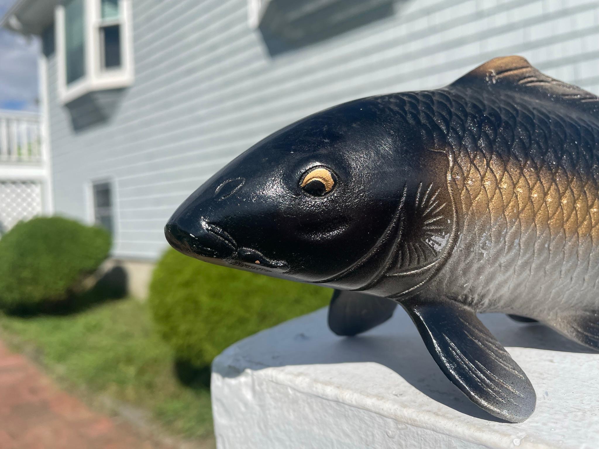 Japanese Pair Brilliant Color Cast Bronze Koi For Sale 4