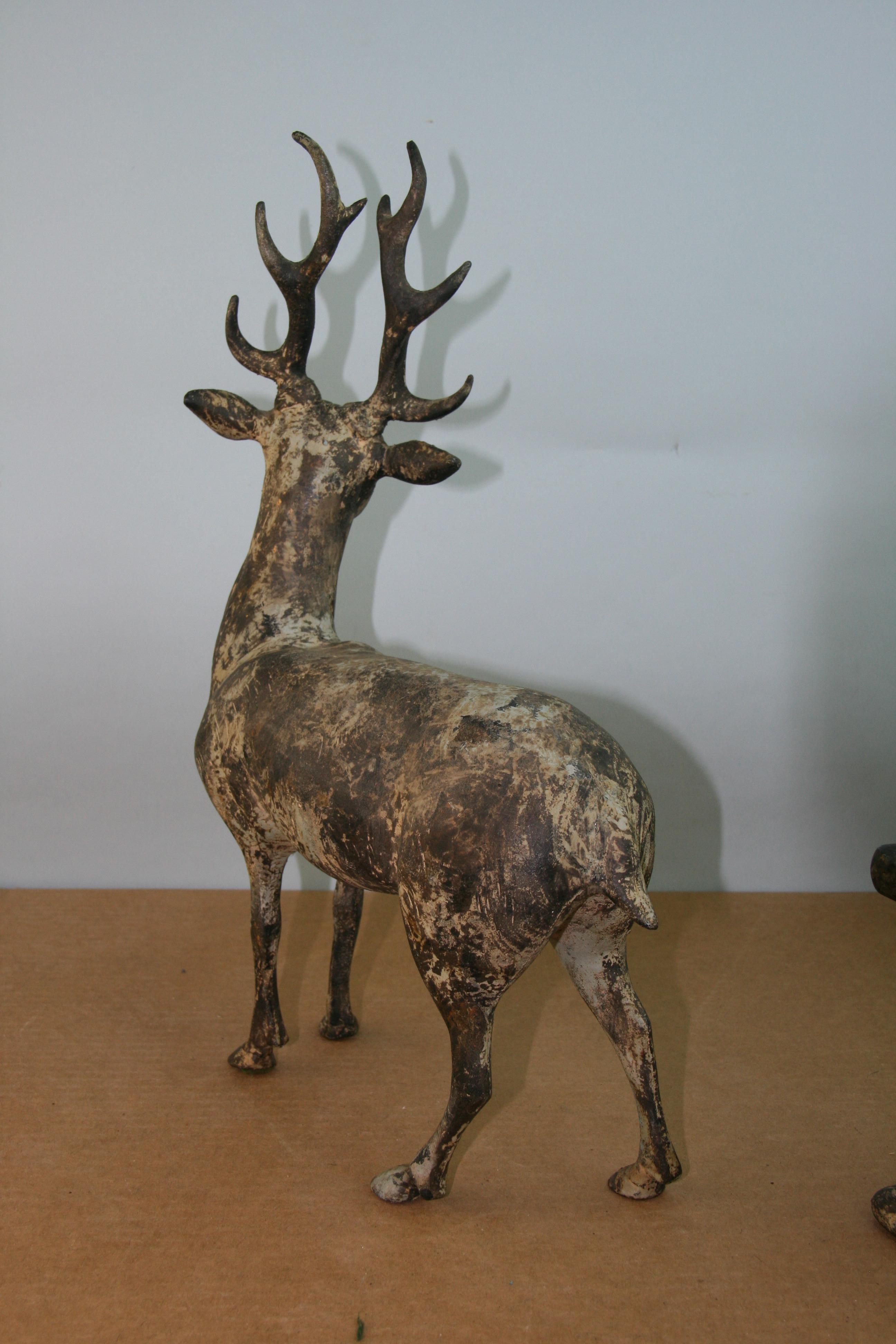 Japanese Pair   Large Deer Garden Sculptures For Sale 1