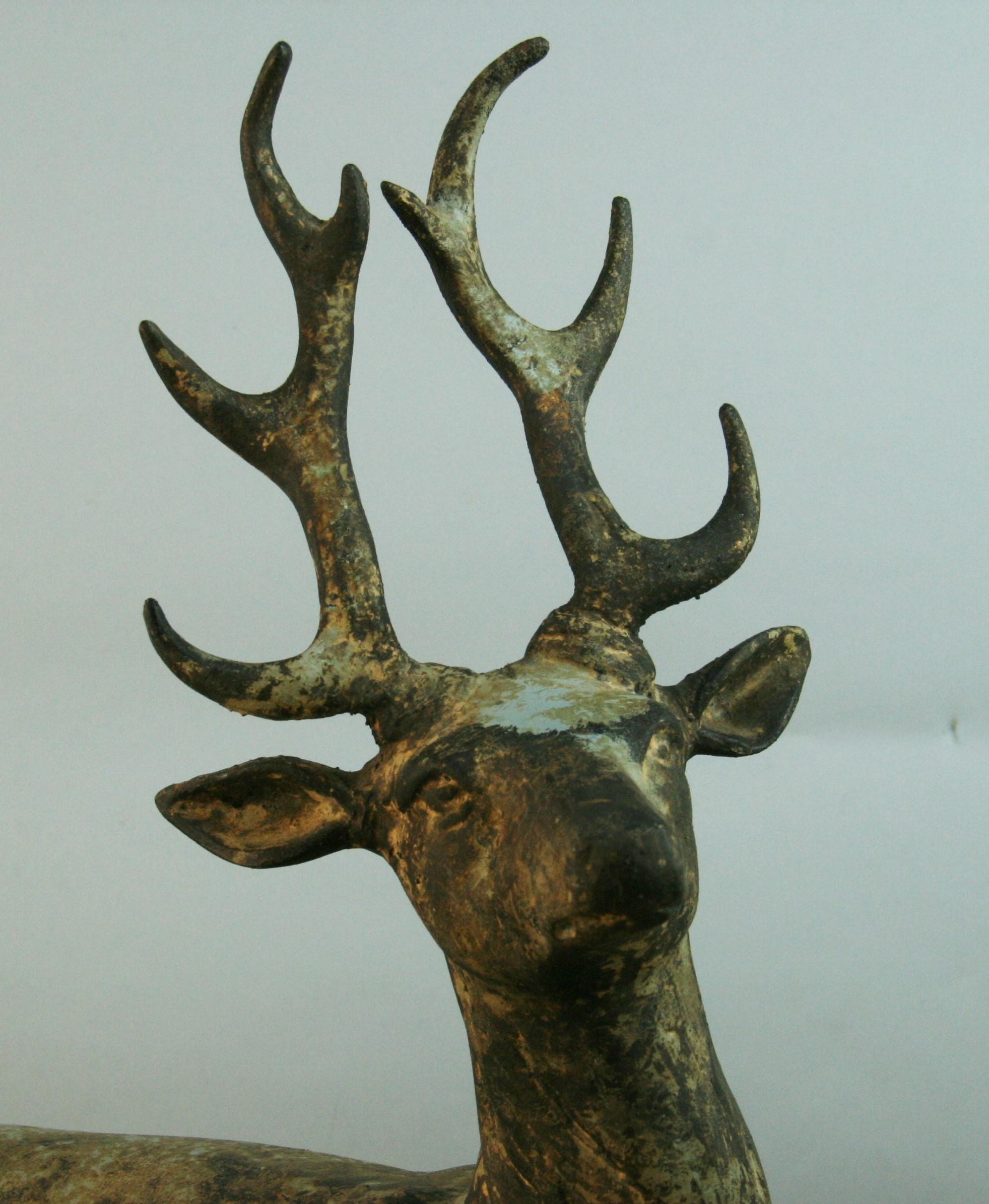 Hand-Crafted Japanese Pair   Large Deer Garden Sculptures