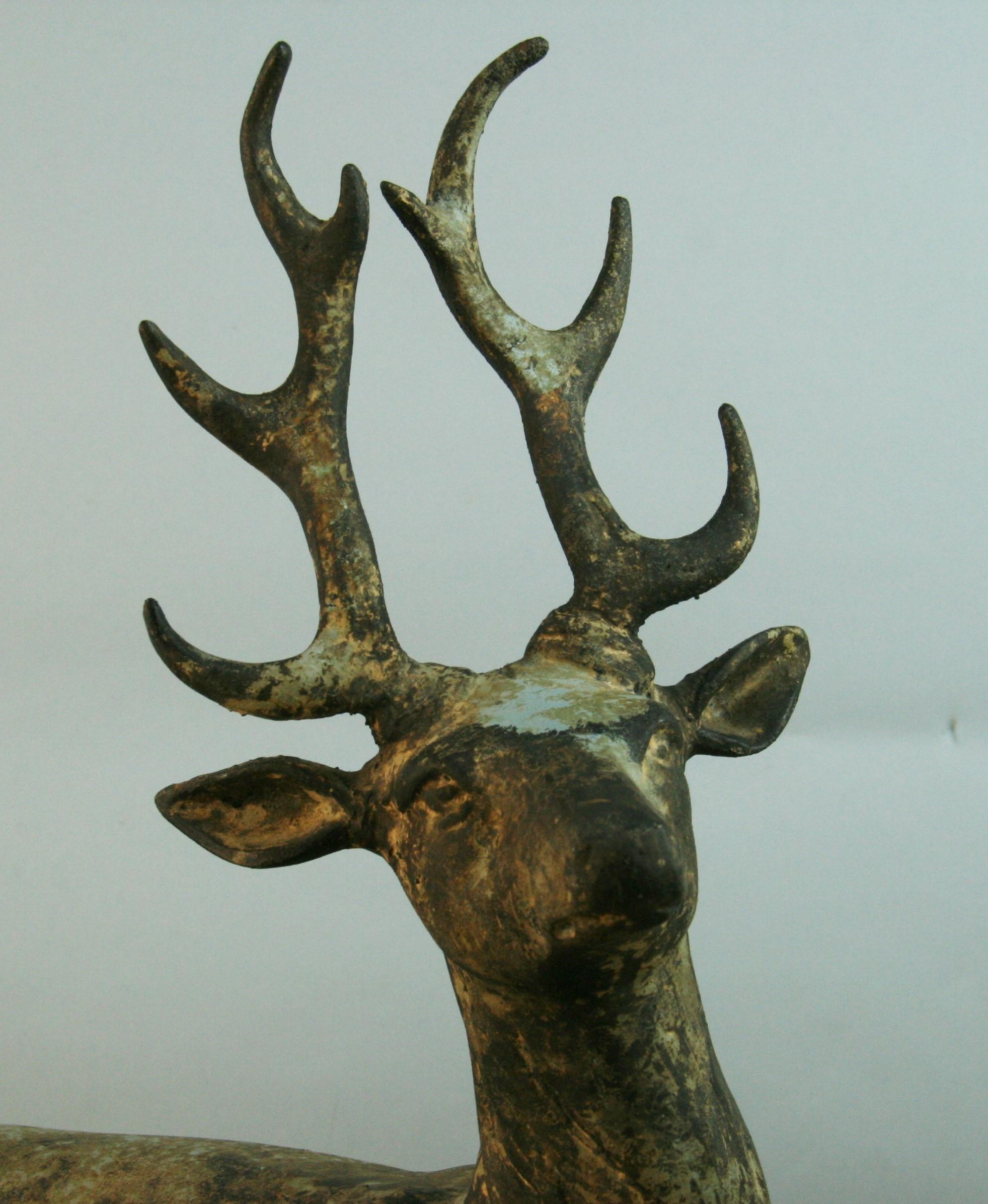 Hand-Crafted Japanese Pair   Large Deer Garden Sculptures For Sale