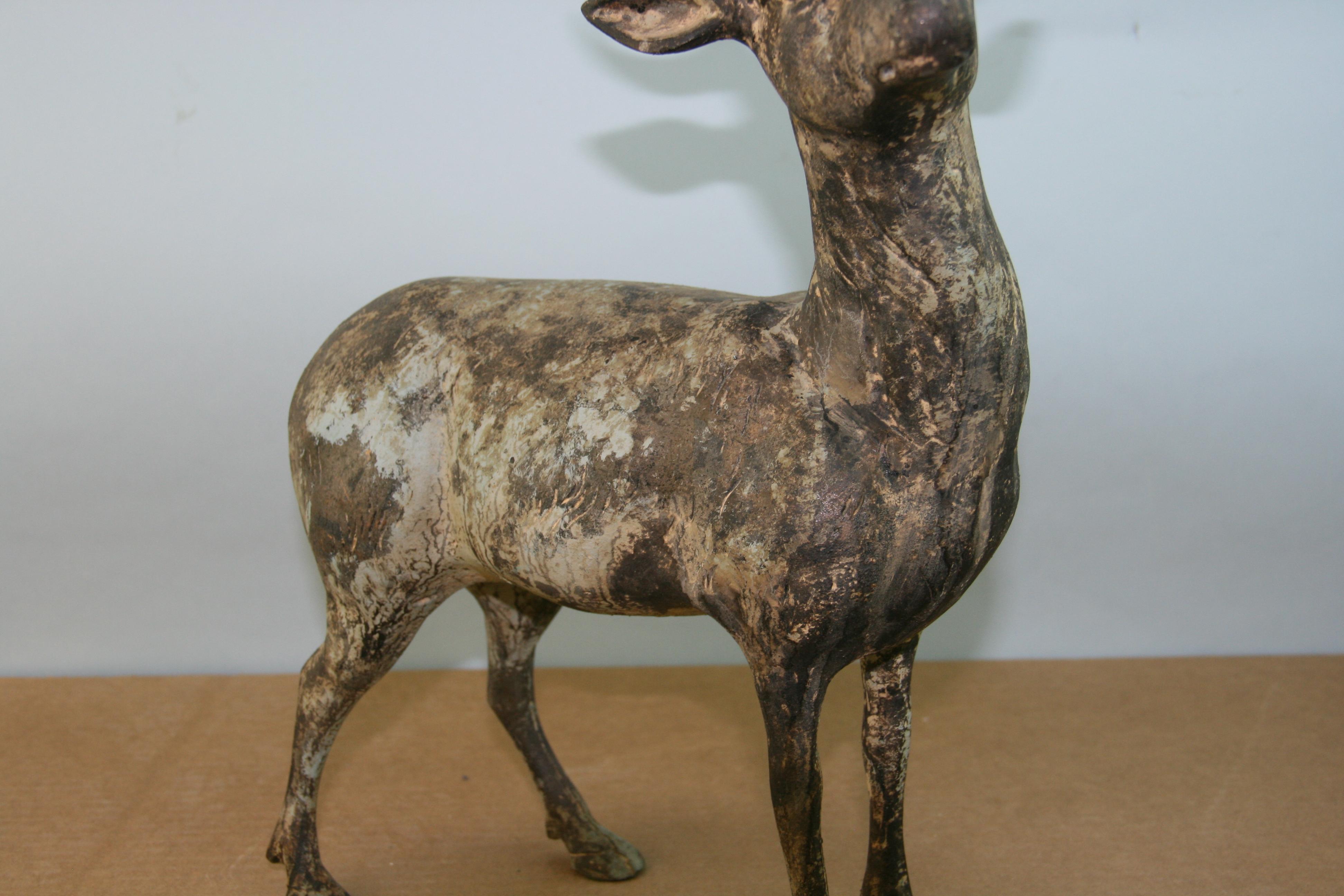 Japanese Pair   Large Deer Garden Sculptures In Good Condition For Sale In Douglas Manor, NY