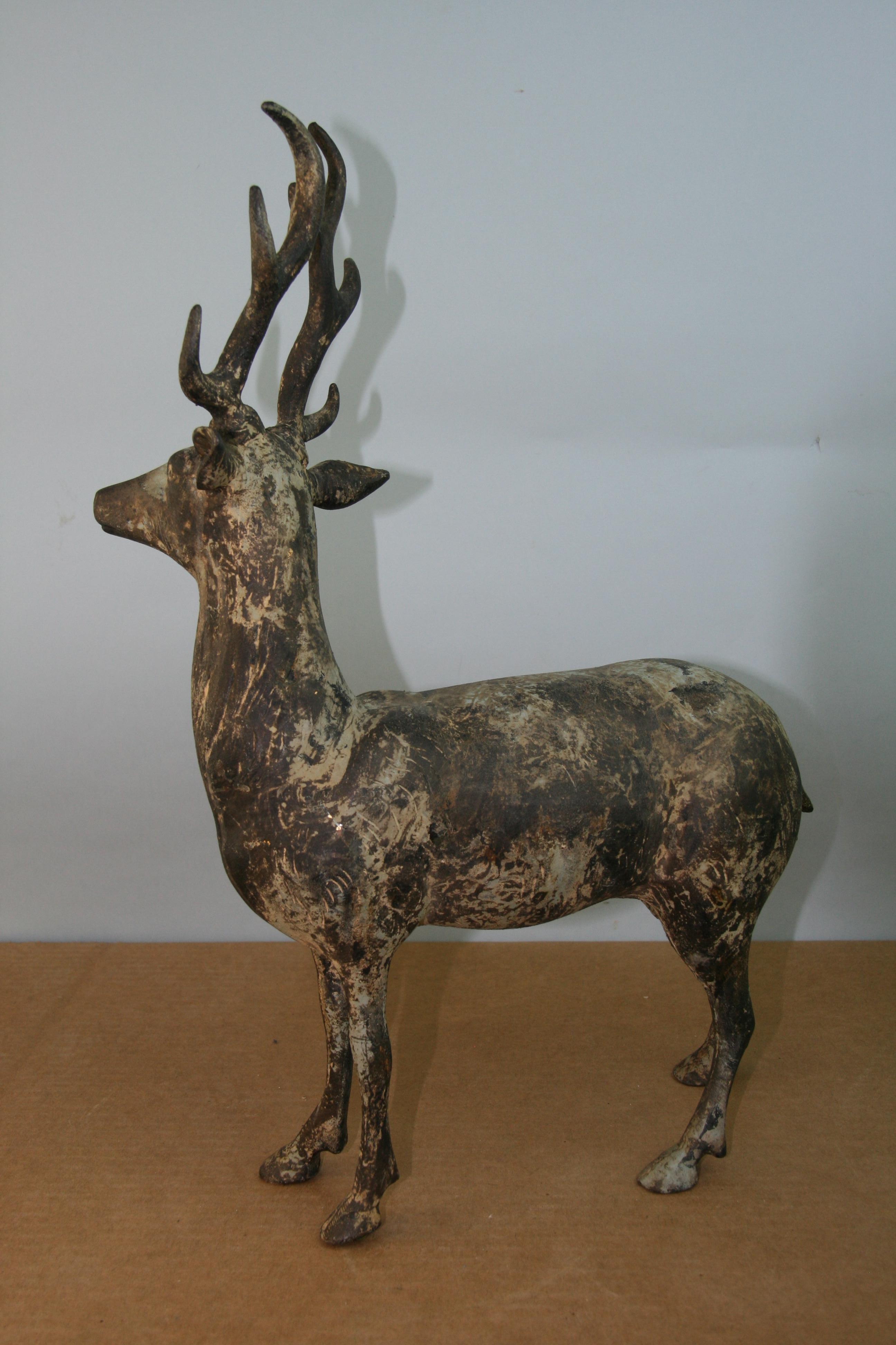 Iron Japanese Pair   Large Deer Garden Sculptures For Sale