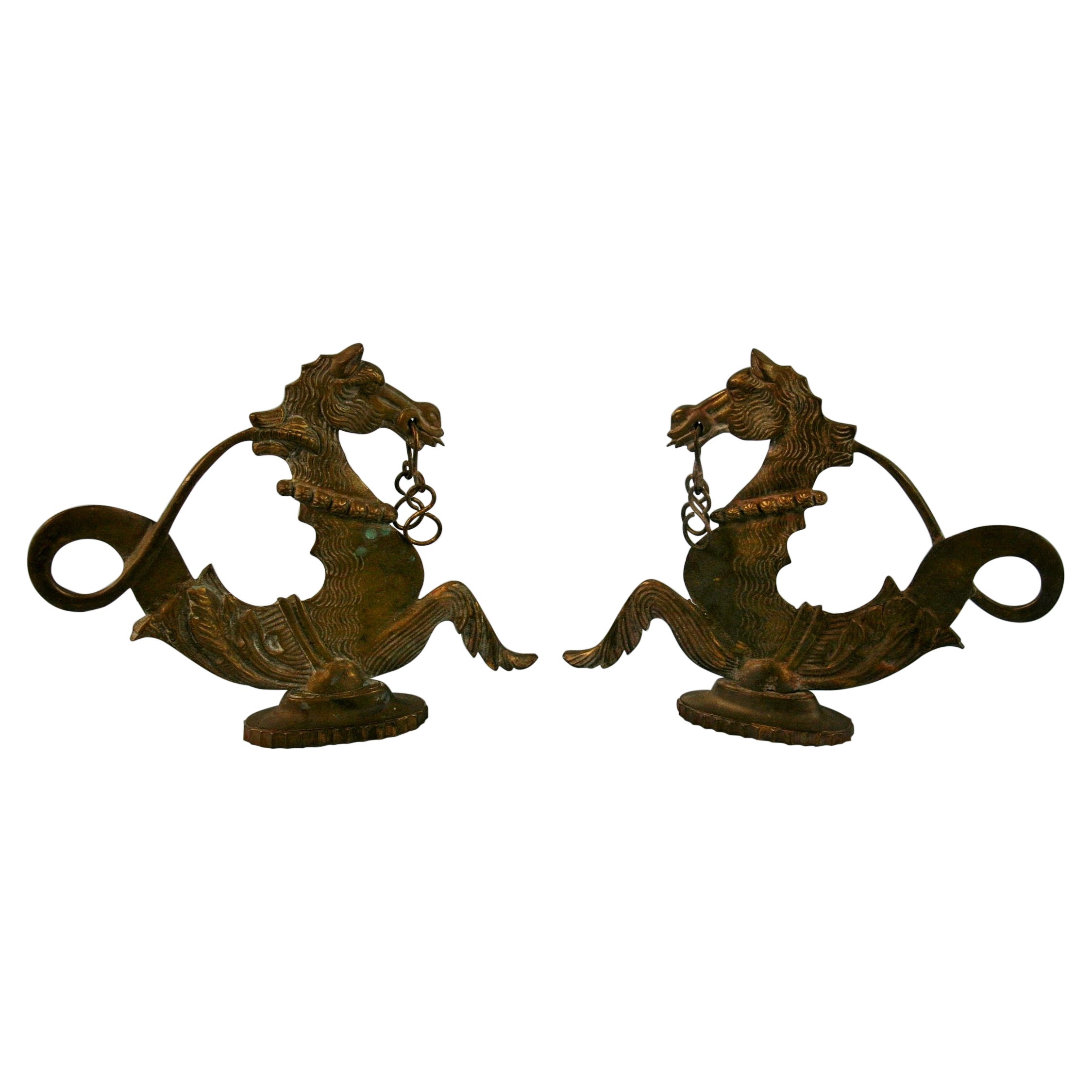 Japanese Pair Hand Cast Bronze Dragon Sculptures