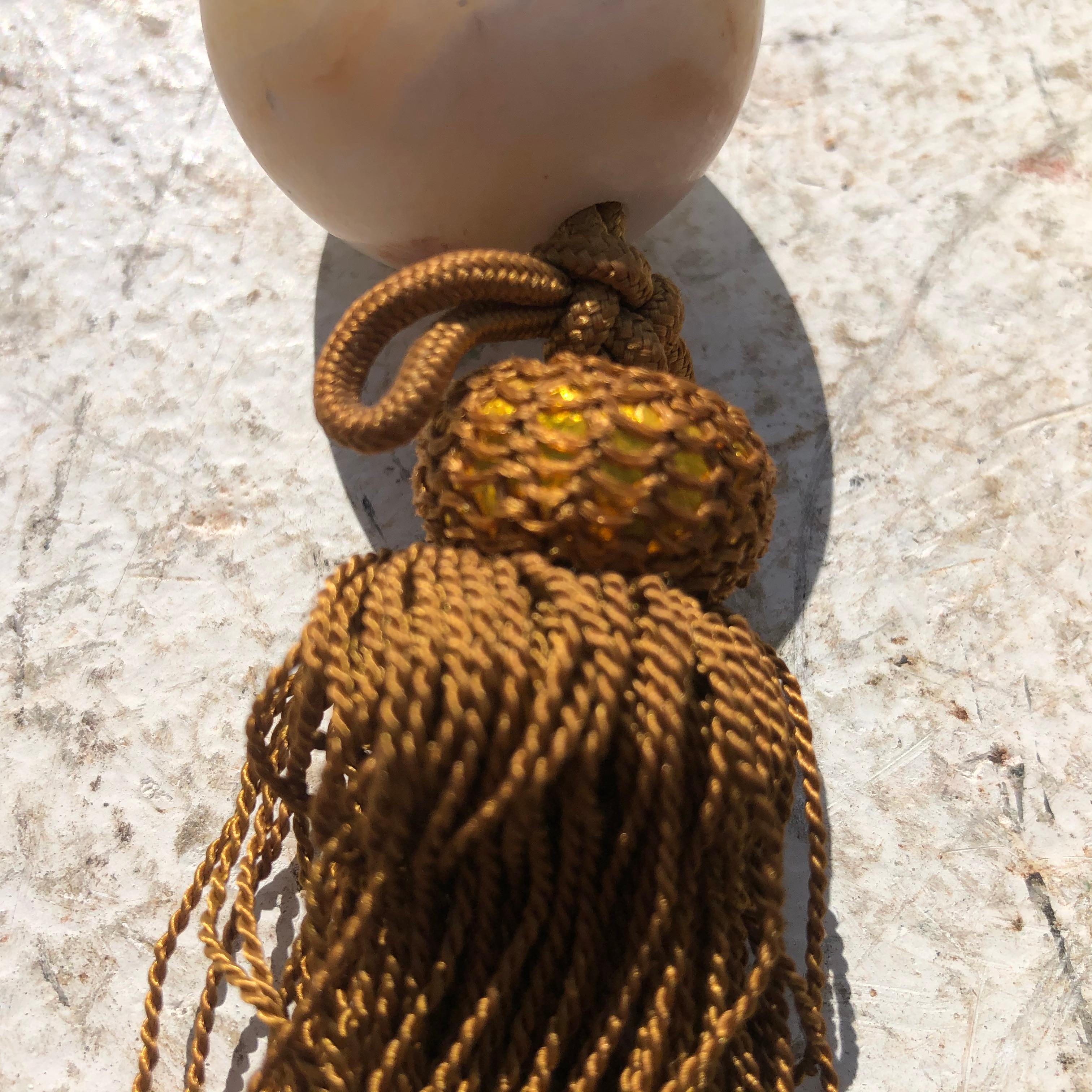 20th Century Japanese Pair of Handcrafted Agate Fuchin Scroll Weights Gorgeous Cords