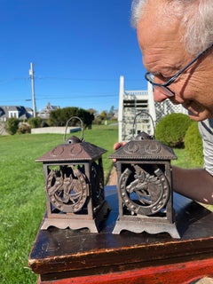 Japanese Pair Lucky Horse Shoe Lighting Lanterns