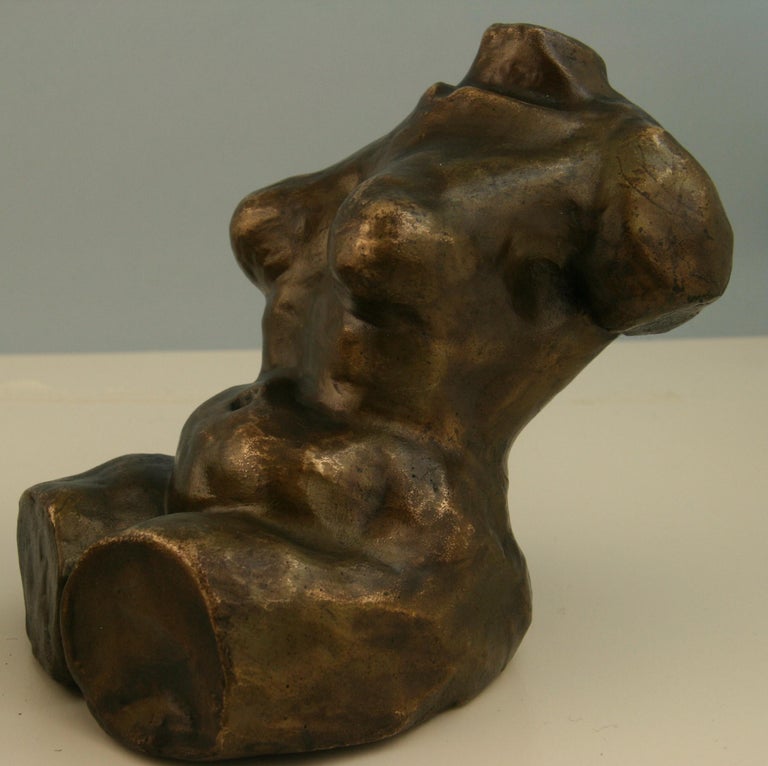 Japanese Pair of Bronze Nude Sculptures For Sale 6