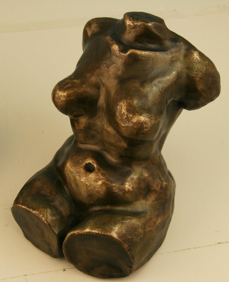 Japanese Pair of Bronze Nude Sculptures In Good Condition For Sale In Douglas Manor, NY