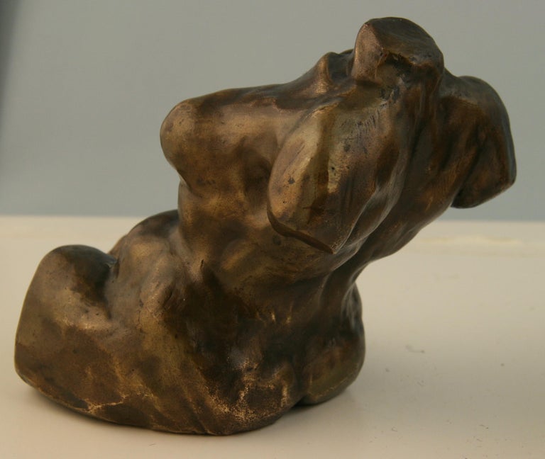 Japanese Pair of Bronze Nude Sculptures For Sale 2