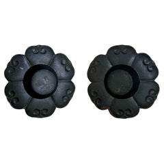 Japanese Pair of Iron Ikebana Vases / Candle Holders, Japan, c.1960