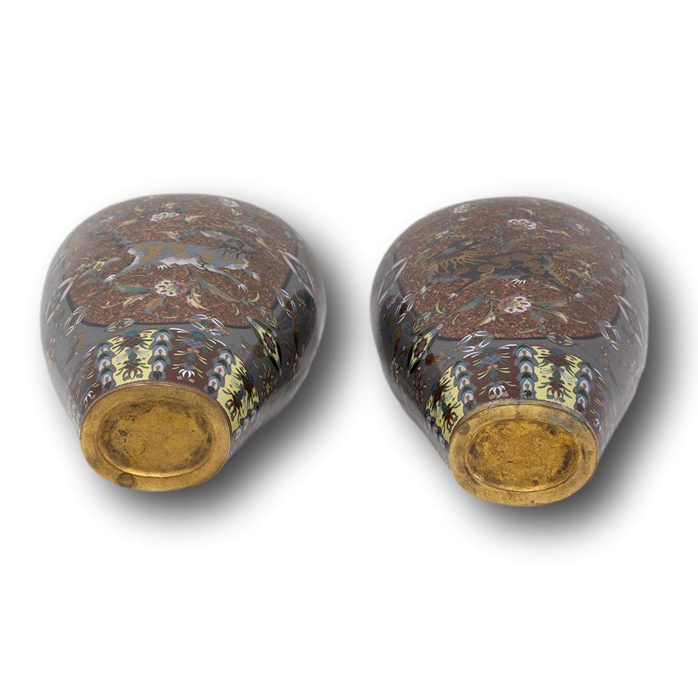 Seltenes japanisches Paar Cloisonné-Emaille-Vasen aus Japan, Honda Yosaburo zugeschrieben 7