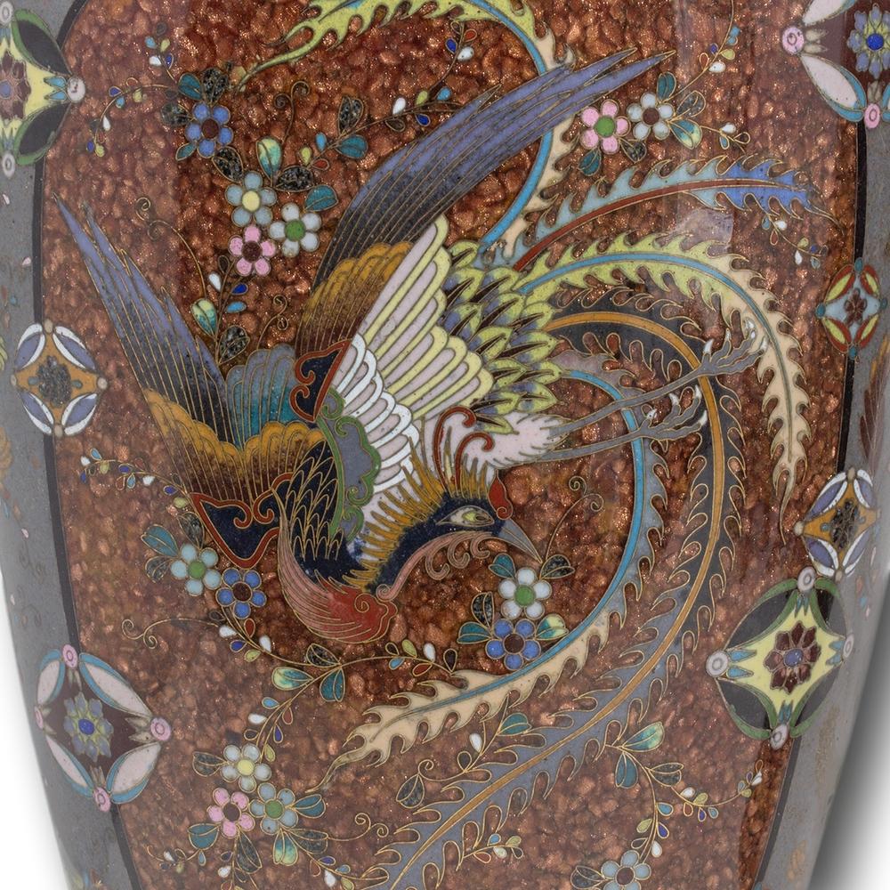 Seltenes japanisches Paar Cloisonné-Emaille-Vasen aus Japan, Honda Yosaburo zugeschrieben 2