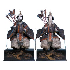 Japanese Pair of Seated Minister Dolls, Hina Ningyo, House of Takeda, Edo