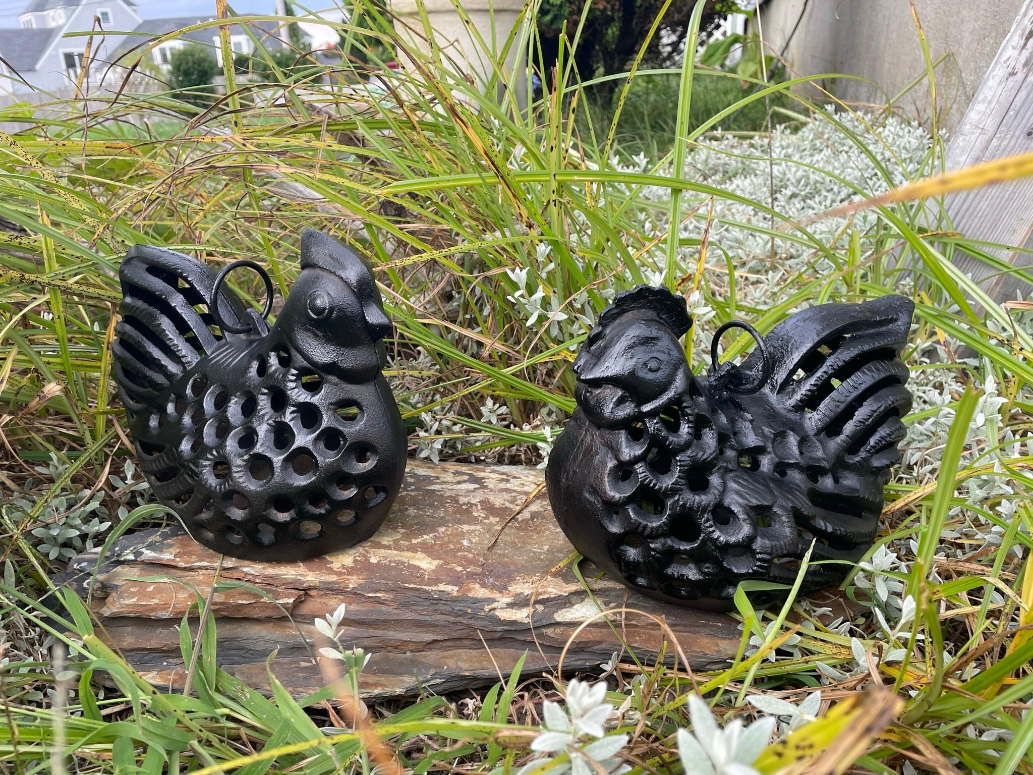 Japanese Pair Old Rooster And Hen Lighting Lanterns For Sale 9
