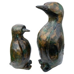 Japanese Pair Old Vintage Penguins, Signed