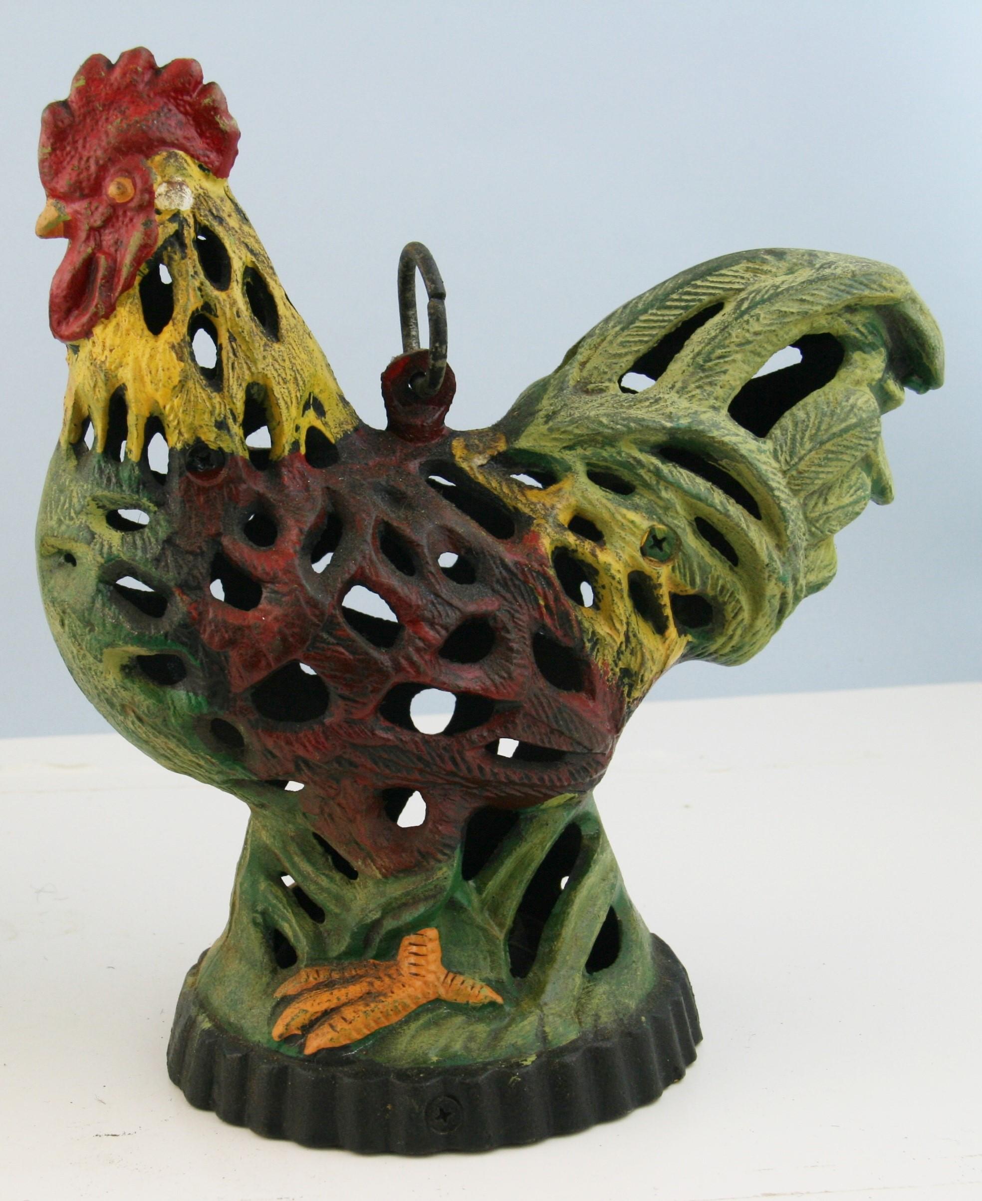 Hand-Crafted Japanese Pair Old Vintage Roosters Lighting Lanterns