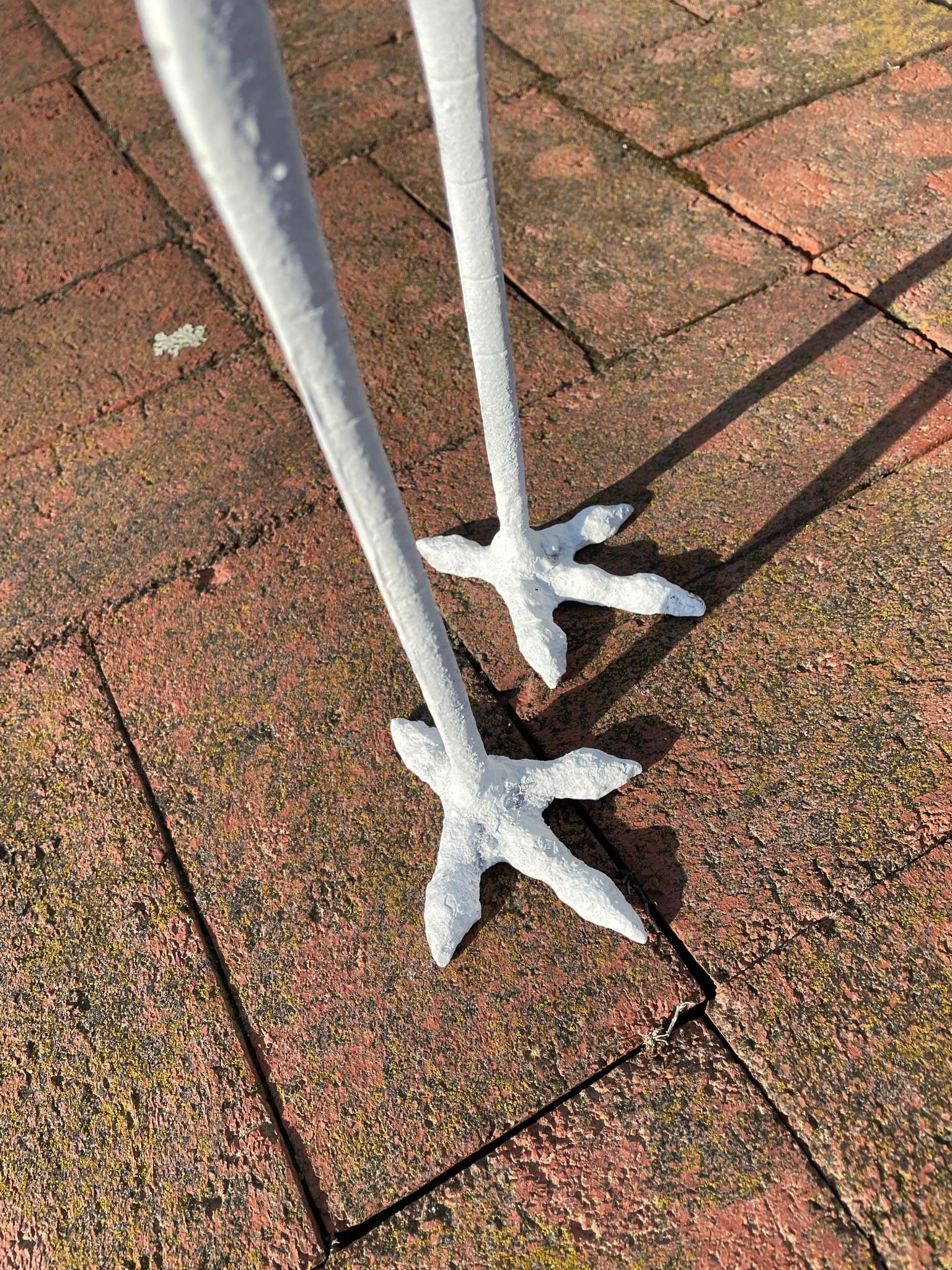 Japanese Pair Old White Hand Cast Garden Cranes For Sale 13