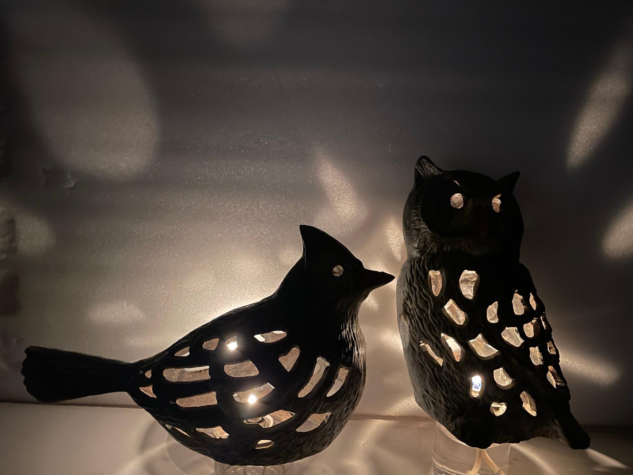 Japanese Pair Owl and Bird  Garden Lanterns 1