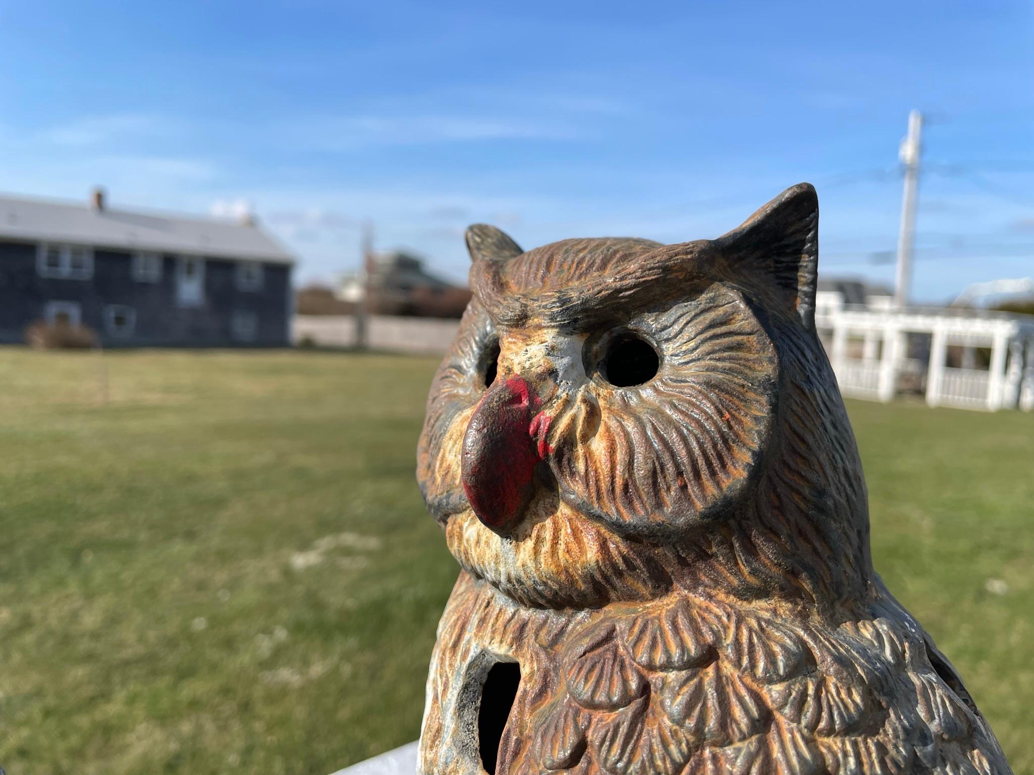 Japanese Pair Owl and Bird  Garden Lanterns In Good Condition In South Burlington, VT
