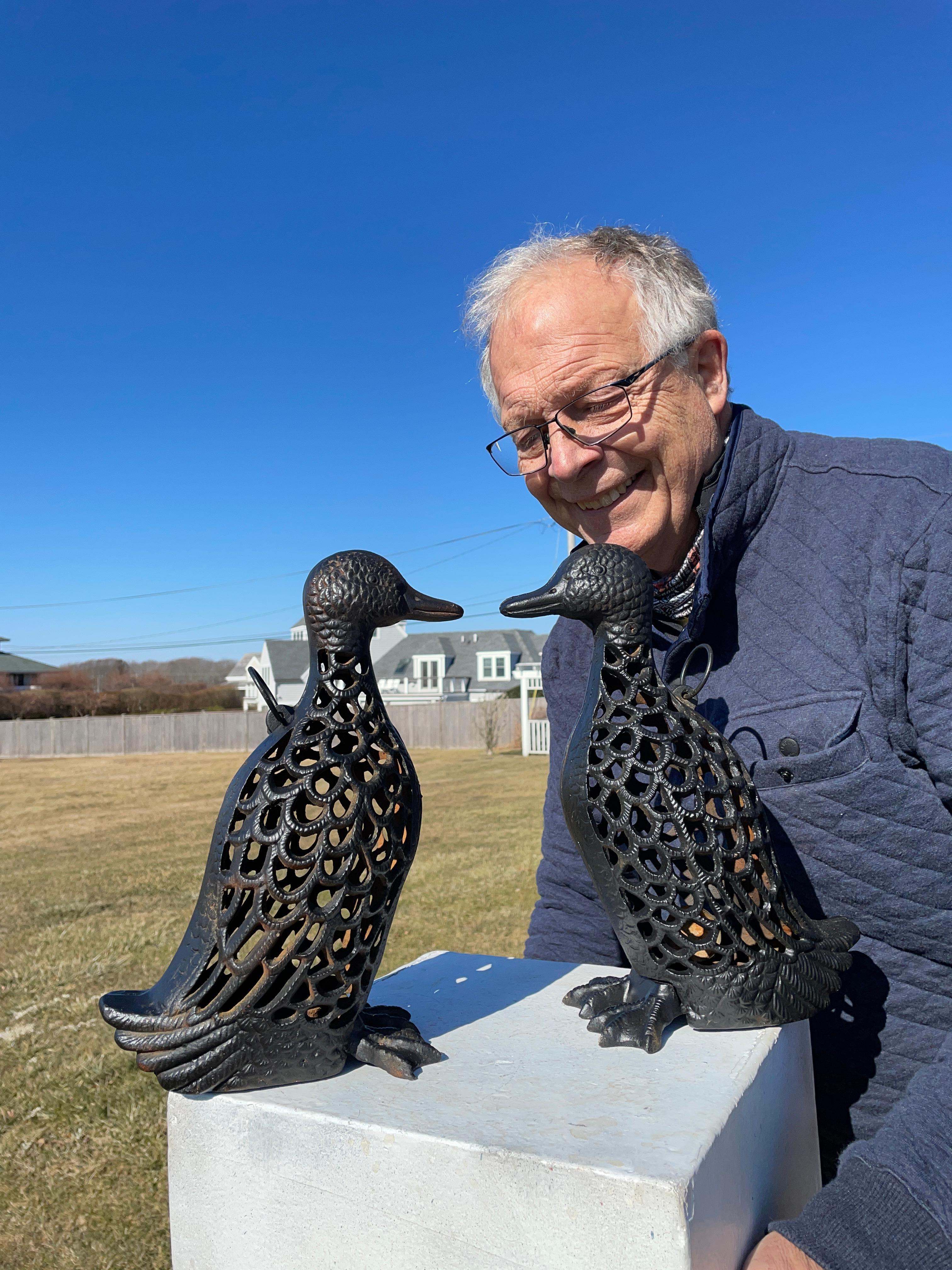 Hard to find Pair Tall Pair Japanese Duck Lanterns 

Bursting with beautiful night light!

This Japanese handsome quality pair (2) of old 