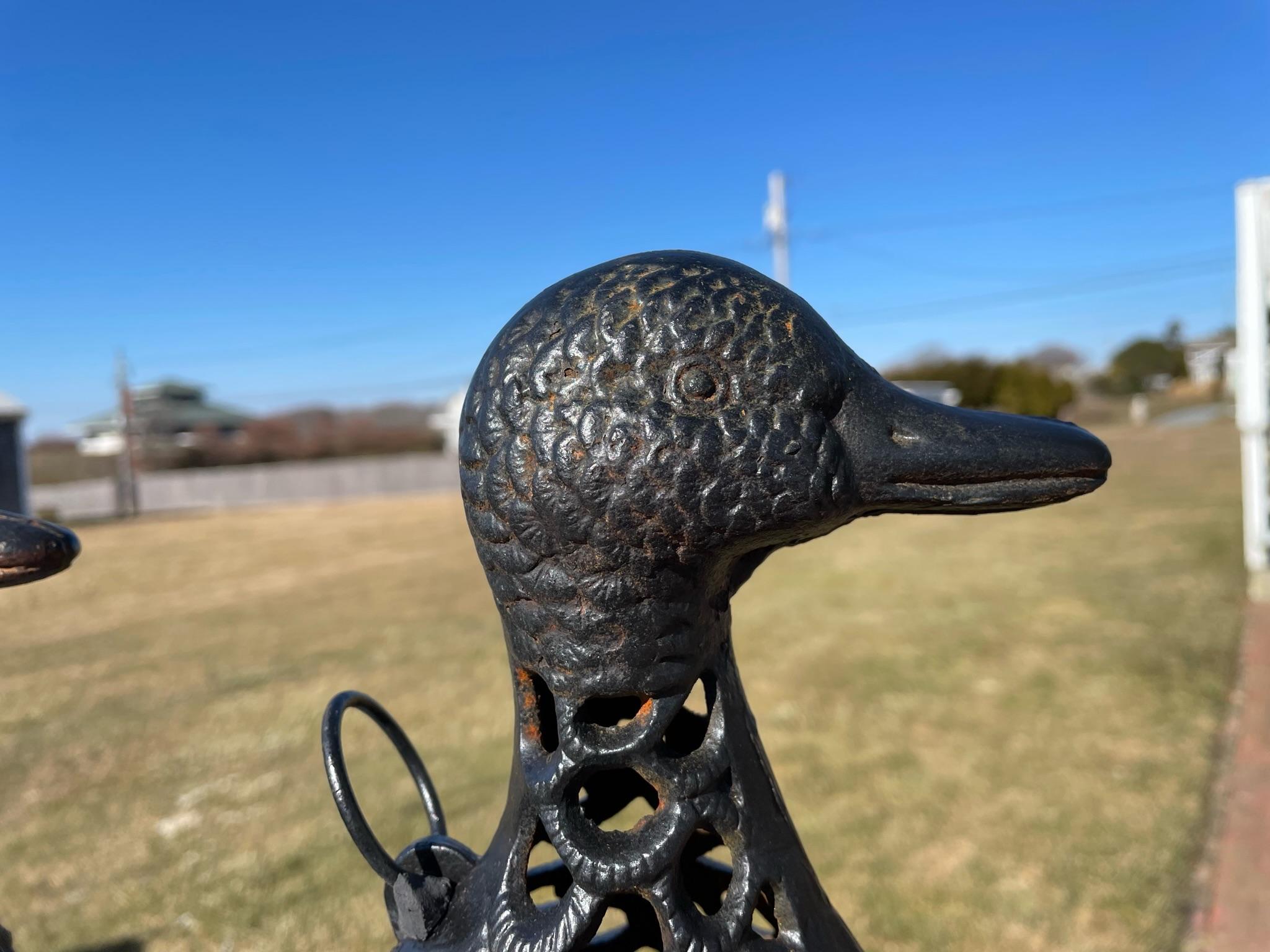 Iron Japanese Pair Tall Old Mallard Duck Decoy Garden Lanterns
