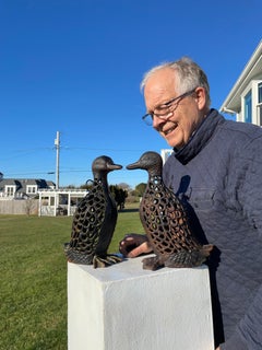 Japanese Pair Tall Old Vintage Duck Decoy Garden Lighting Lanterns