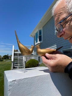 Paar vergoldete Fasanenvogel-Skulpturen aus Japan, signiert