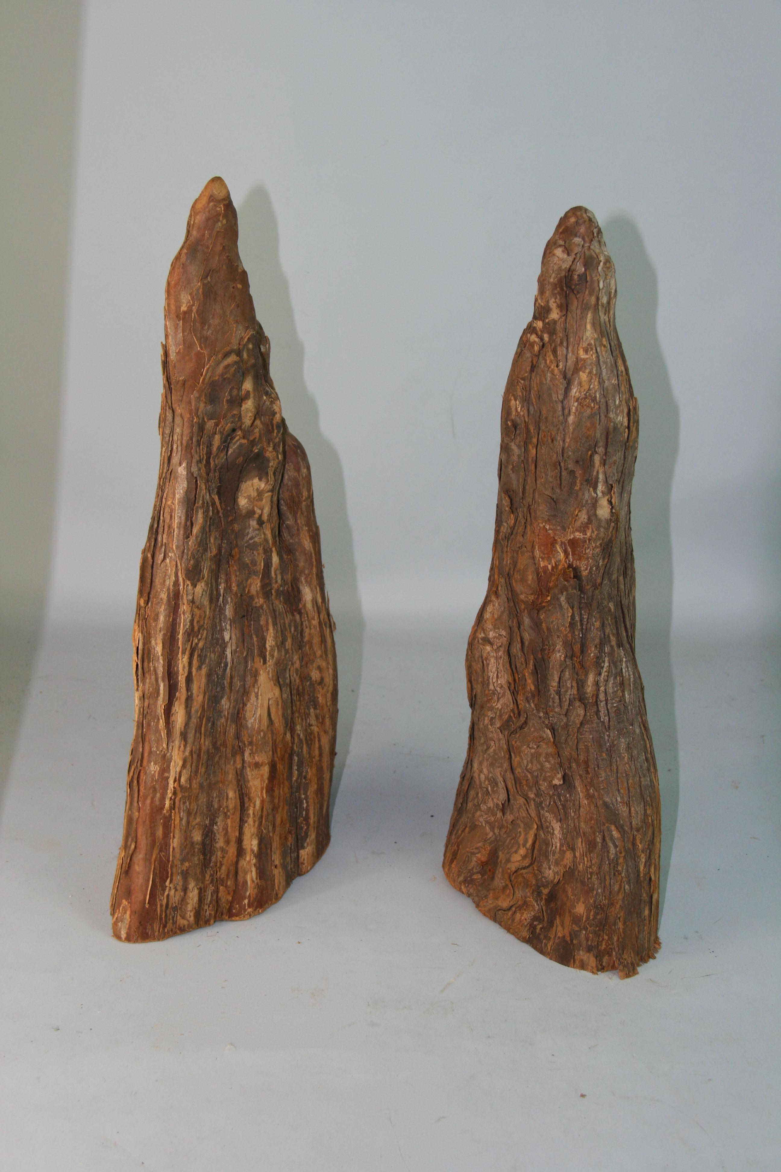 1496 Pair Wabi Sabi Cedar wood sculptures