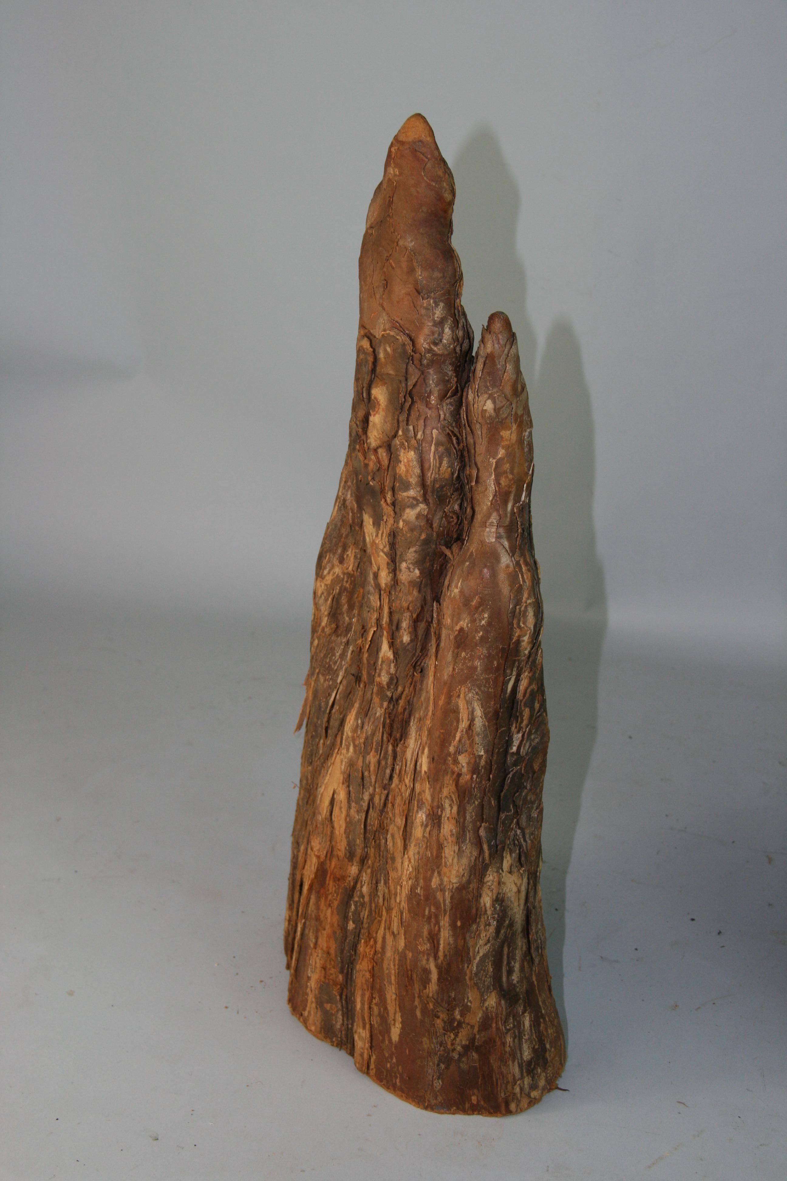 Hardwood Japanese Pair Wabi Sabi Cedar Wood Sculptures For Sale